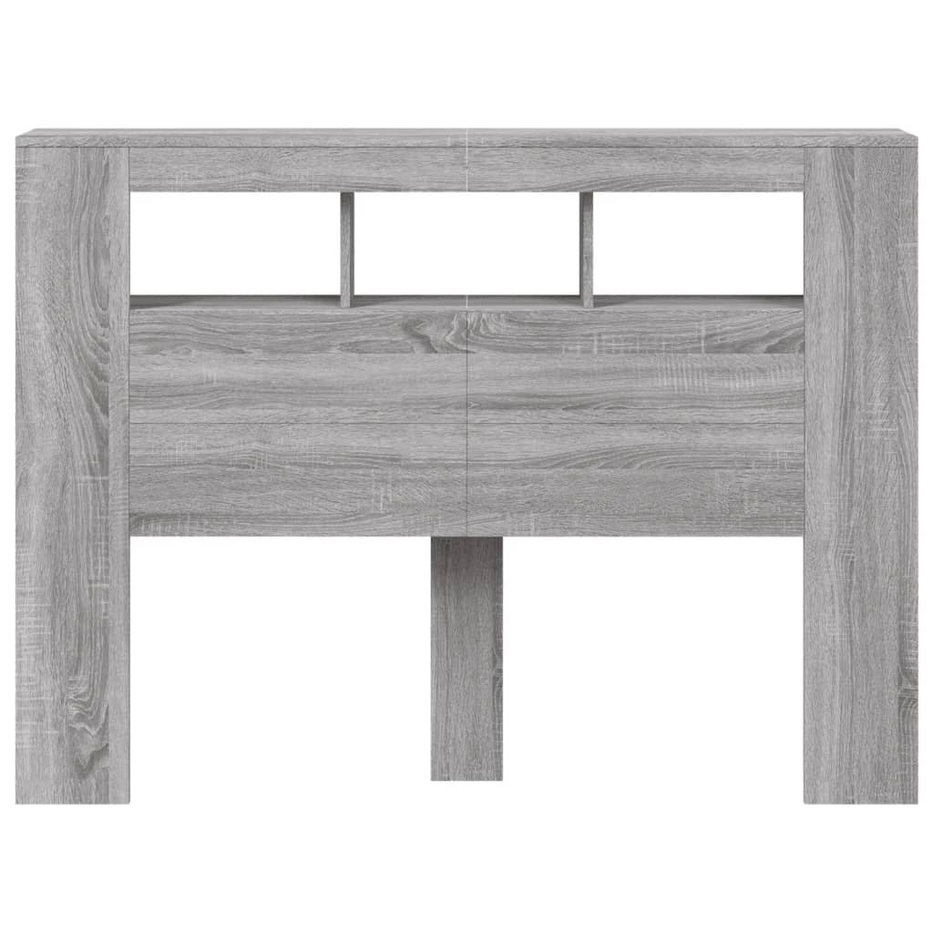vidaXL Tăblie de pat cu LED, gri sonoma, 140x18,5x103,5 cm, lemn vidaXL Tăblie de pat cu LED, gri sonoma, 140x18,5x103,5 cm, lemn