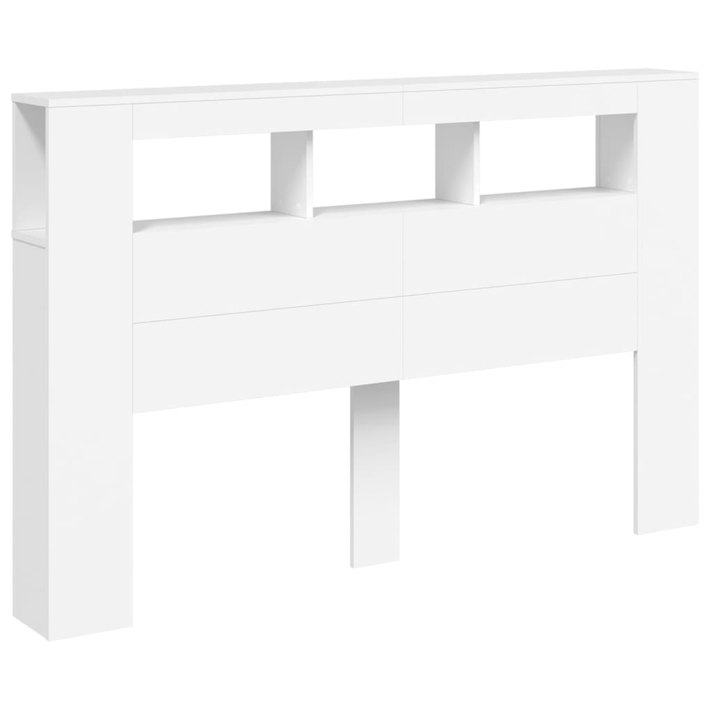 vidaXL Tăblie de pat cu LED, alb, 160x18,5x103,5 cm, lemn vidaXL Tăblie de pat cu LED, alb, 160x18,5x103,5 cm, lemn