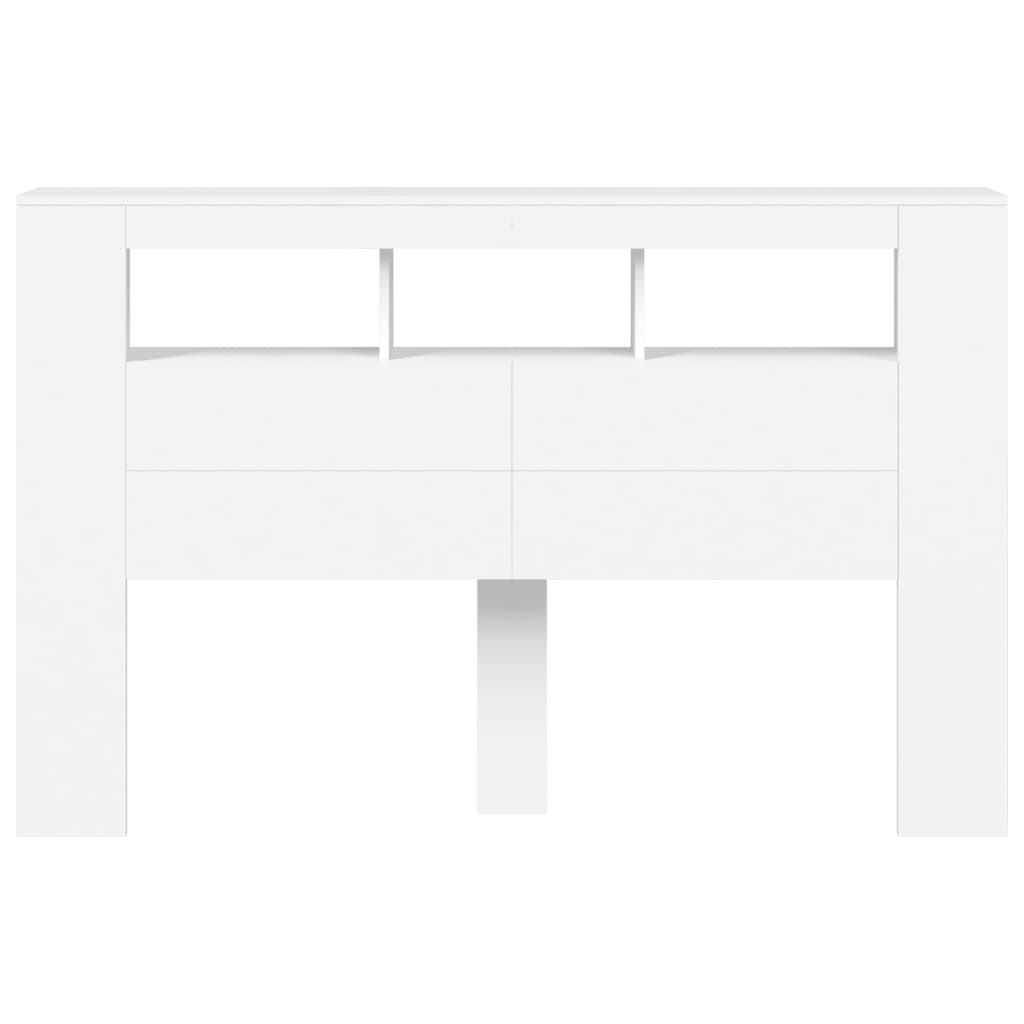 vidaXL Tăblie de pat cu LED, alb, 160x18,5x103,5 cm, lemn vidaXL Tăblie de pat cu LED, alb, 160x18,5x103,5 cm, lemn