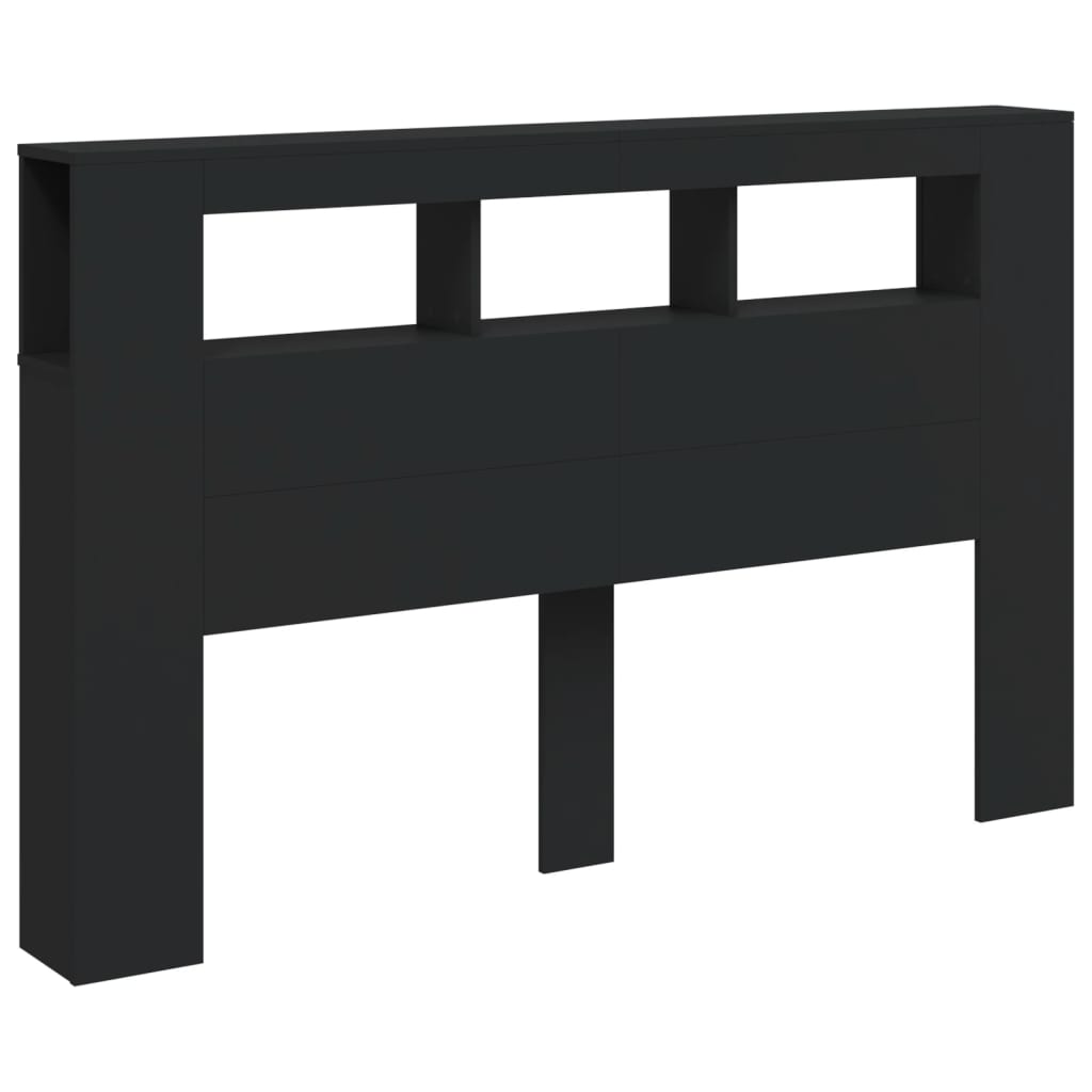vidaXL Tăblie de pat cu LED, negru, 160x18,5x103,5 cm, lemn vidaXL Tăblie de pat cu LED, negru, 160x18,5x103,5 cm, lemn