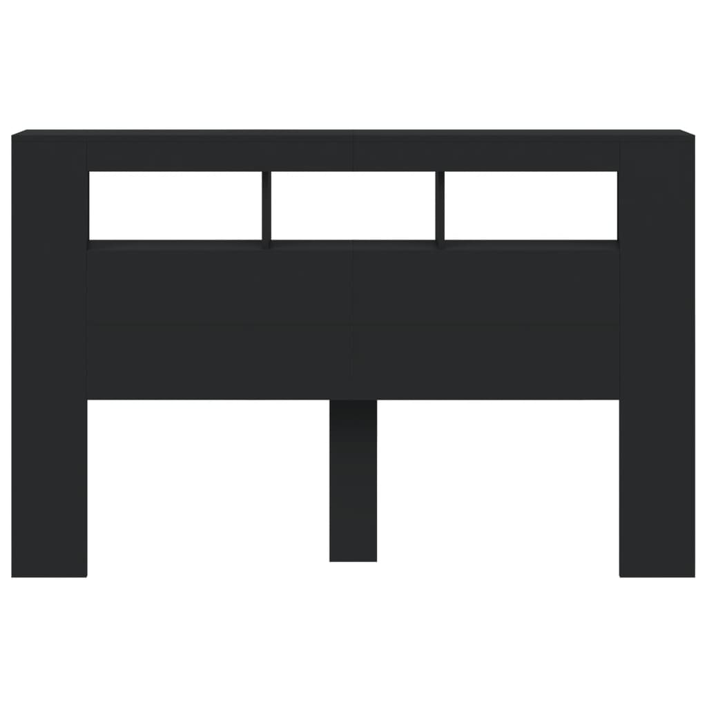 vidaXL Tăblie de pat cu LED, negru, 160x18,5x103,5 cm, lemn vidaXL Tăblie de pat cu LED, negru, 160x18,5x103,5 cm, lemn