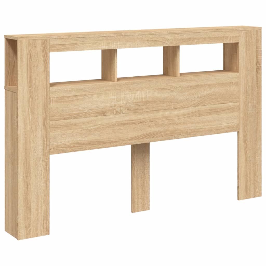 vidaXL Tăblie de pat cu LED, stejar sonoma, 160x18,5x103,5 cm, lemn