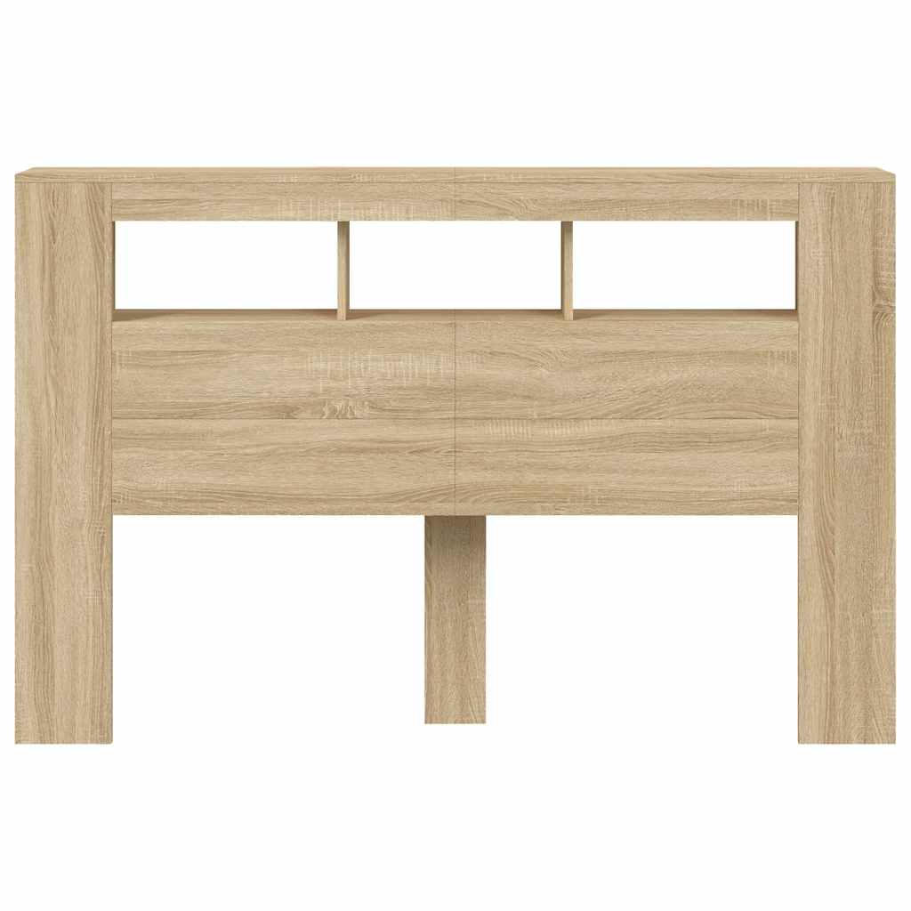vidaXL Tăblie de pat cu LED, stejar sonoma, 160x18,5x103,5 cm, lemn
