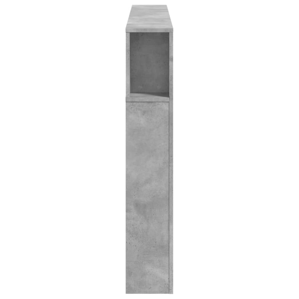 vidaXL Tăblie de pat cu LED, gri beton, 160x18,5x103,5 cm, lemn