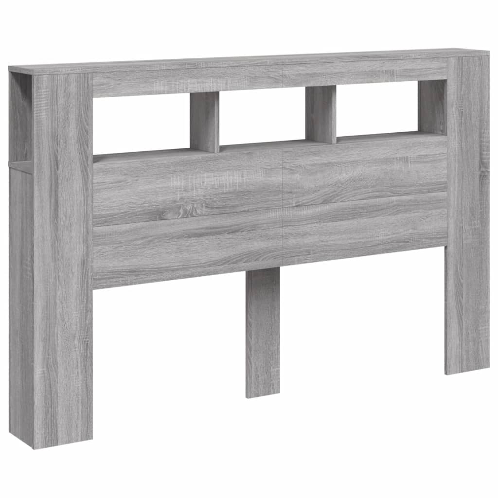 vidaXL Tăblie de pat cu LED, gri sonoma, 160x18,5x103,5 cm, lemn vidaXL Tăblie de pat cu LED, gri sonoma, 160x18,5x103,5 cm, lemn