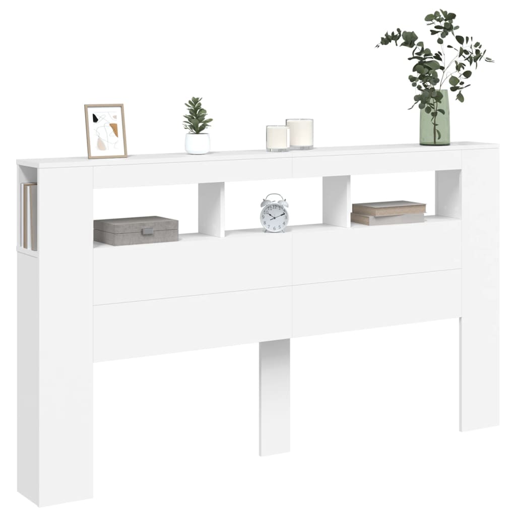 vidaXL Tăblie de pat cu LED, alb, 180x18,5x103,5 cm, lemn vidaXL Tăblie de pat cu LED, alb, 180x18,5x103,5 cm, lemn