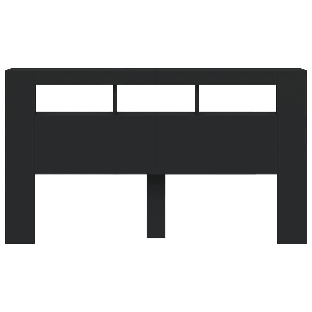 vidaXL Tăblie de pat cu LED, negru, 180x18,5x103,5 cm, lemn vidaXL Tăblie de pat cu LED, negru, 180x18,5x103,5 cm, lemn