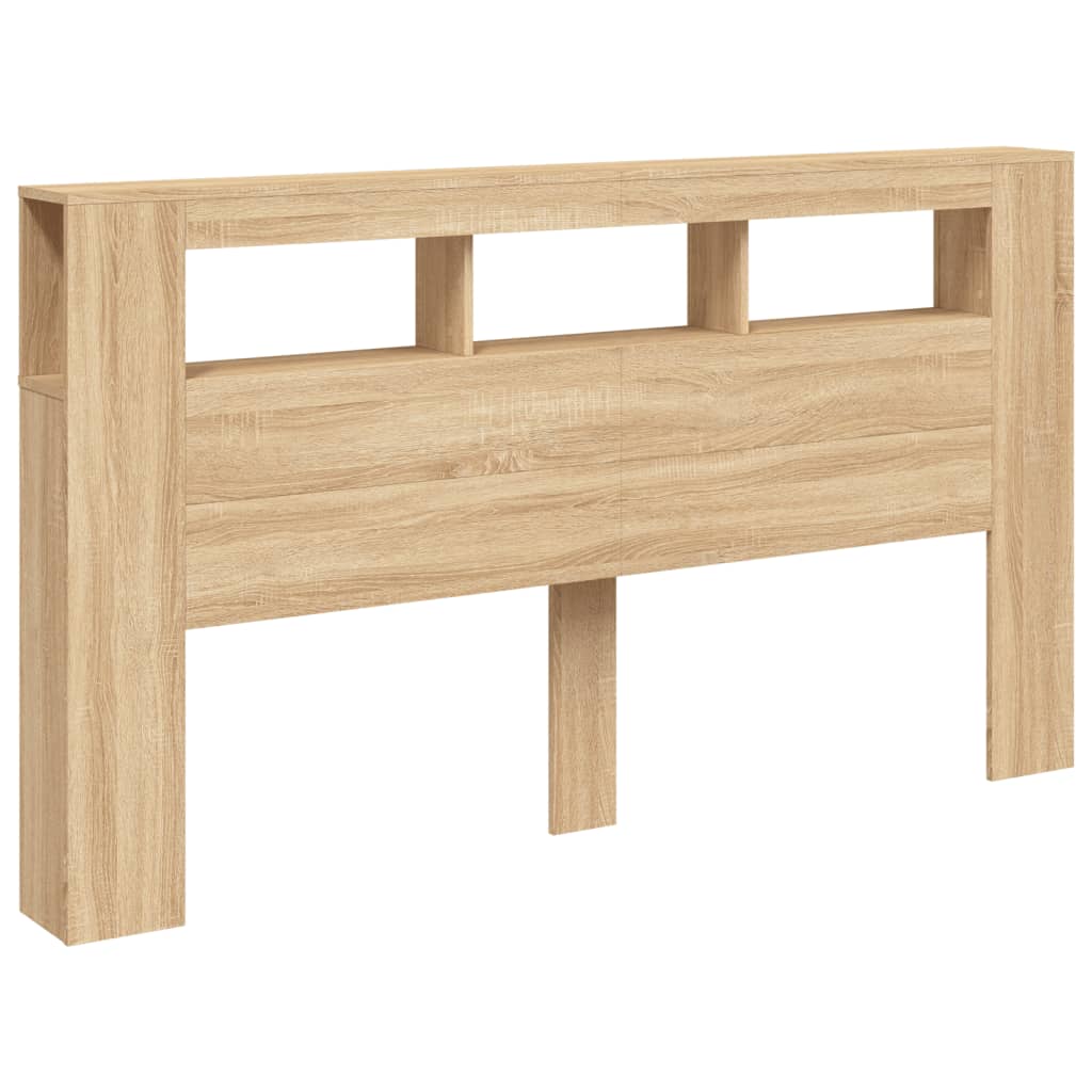 vidaXL Tăblie de pat cu LED, stejar sonoma, 180x18,5x103,5 cm, lemn