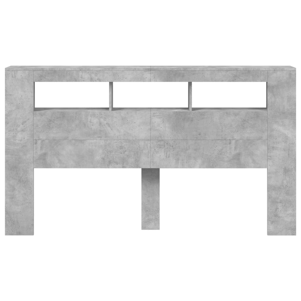 vidaXL Tăblie de pat cu LED, gri beton, 180x18,5x103,5 cm, lemn