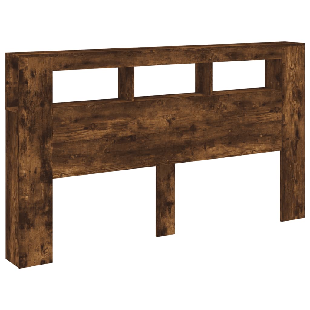 vidaXL Tăblie de pat cu LED, stejar fumuriu, 180x18,5x103,5 cm, lemn