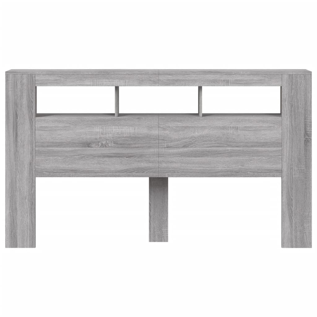 vidaXL Tăblie de pat cu LED, gri sonoma, 160x18,5x103,5 cm, lemn vidaXL Tăblie de pat cu LED, gri sonoma, 160x18,5x103,5 cm, lemn