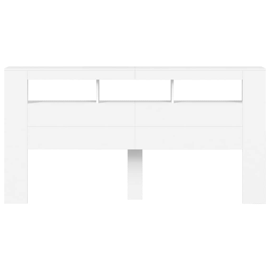 vidaXL Tăblie de pat cu LED, alb, 200x18,5x103,5 cm, lemn prelucrat vidaXL Tăblie de pat cu LED, alb, 200x18,5x103,5 cm, lemn prelucrat