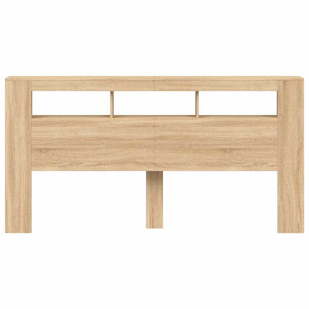 vidaXL Tăblie de pat cu LED, stejar sonoma, 200x18,5x103,5 cm, lemn