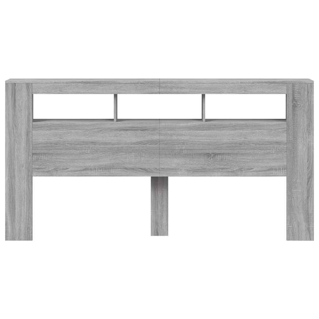vidaXL Tăblie de pat cu LED gri sonoma 200x18,5x103,5cm lemn prelucrat vidaXL Tăblie de pat cu LED gri sonoma 200x18,5x103,5cm lemn prelucrat