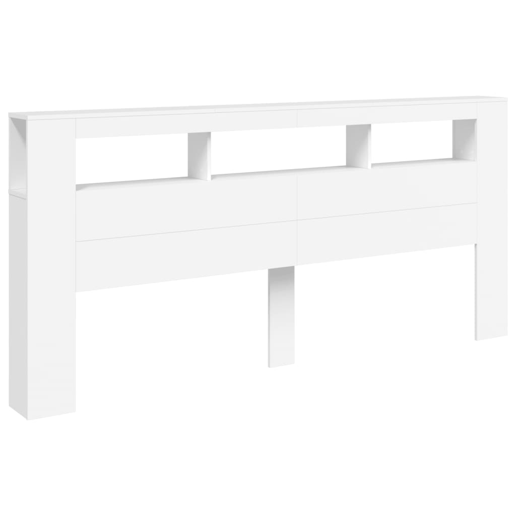 vidaXL Tăblie de pat cu LED, alb, 220x18,5x103,5 cm, lemn
