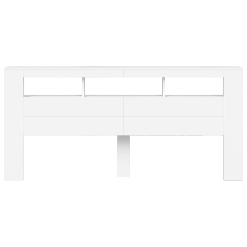 vidaXL Tăblie de pat cu LED, alb, 220x18,5x103,5 cm, lemn