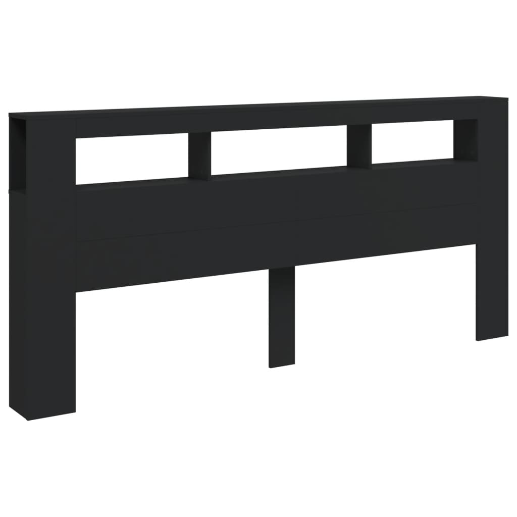 vidaXL Tăblie de pat cu LED, negru, 220x18,5x103,5 cm, lemn vidaXL Tăblie de pat cu LED, negru, 220x18,5x103,5 cm, lemn
