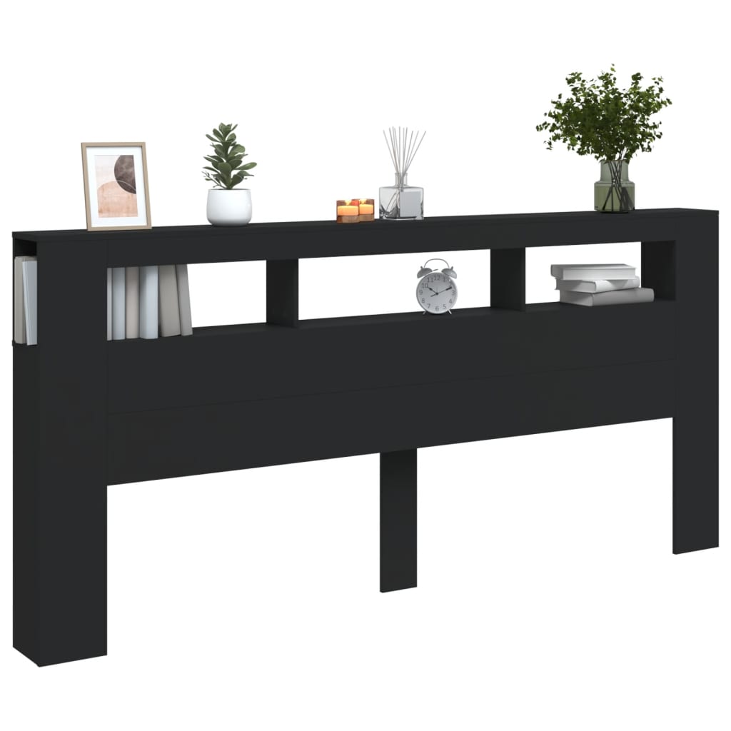 vidaXL Tăblie de pat cu LED, negru, 220x18,5x103,5 cm, lemn vidaXL Tăblie de pat cu LED, negru, 220x18,5x103,5 cm, lemn