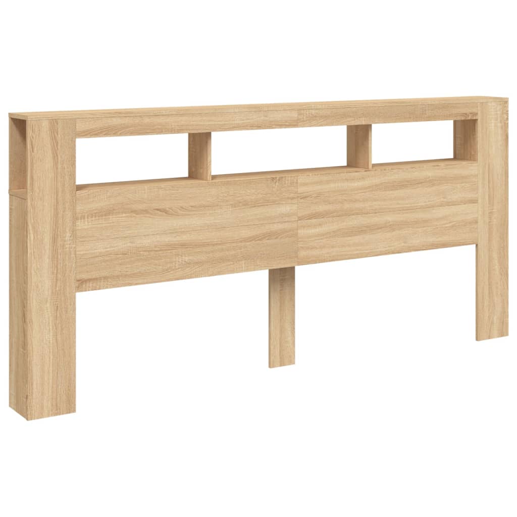 vidaXL Tăblie de pat cu LED, stejar sonoma, 220x18,5x103,5 cm, lemn