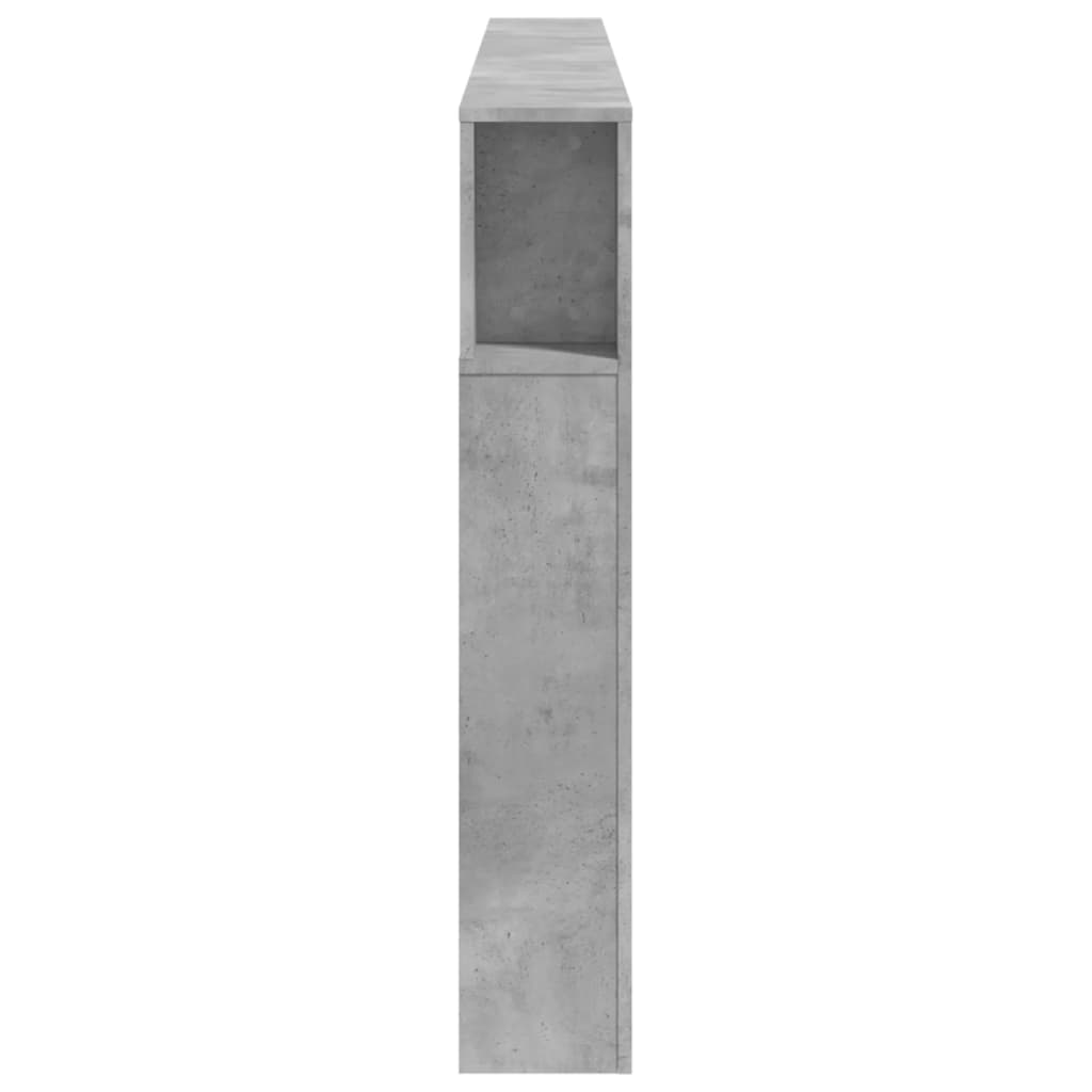 vidaXL Tăblie de pat cu LED, gri beton, 220x18,5x103,5 cm, lemn