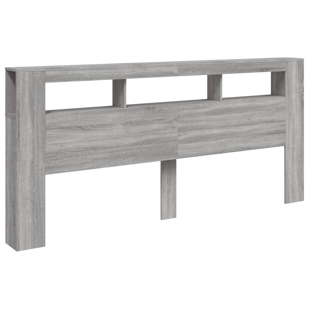 vidaXL Tăblie de pat cu LED, gri sonoma, 220x18,5x103,5 cm, lemn vidaXL Tăblie de pat cu LED, gri sonoma, 220x18,5x103,5 cm, lemn