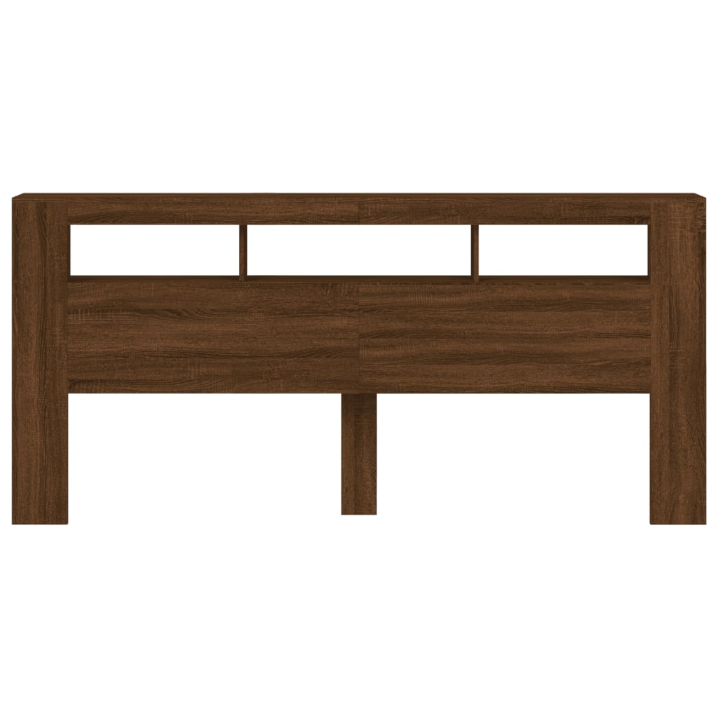 vidaXL Tăblie de pat cu LED, stejar maro, 220x18,5x103,5 cm, lemn