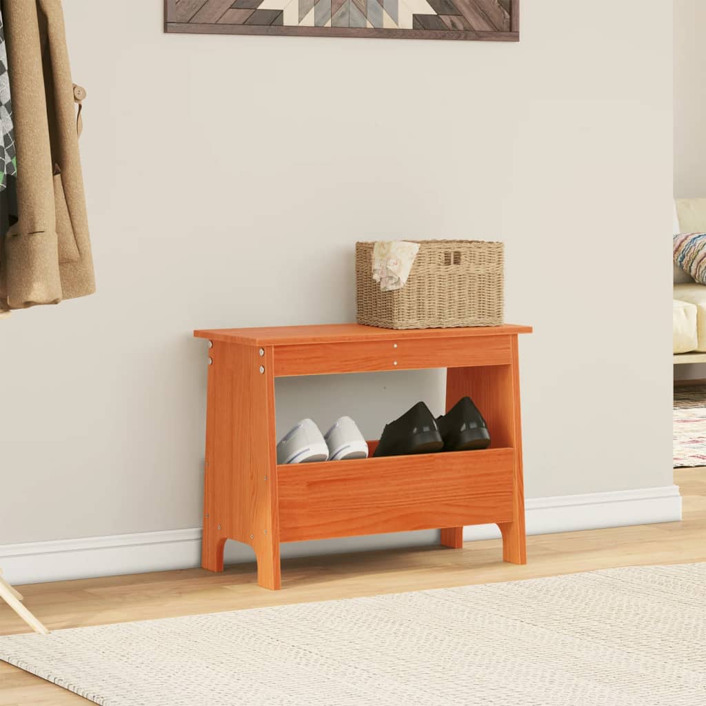 vidaXL Bancă de hol, maro ceruit, 60x28x45 cm, lemn masiv de pin vidaXL Bancă de hol, maro ceruit, 60x28x45 cm, lemn masiv de pin