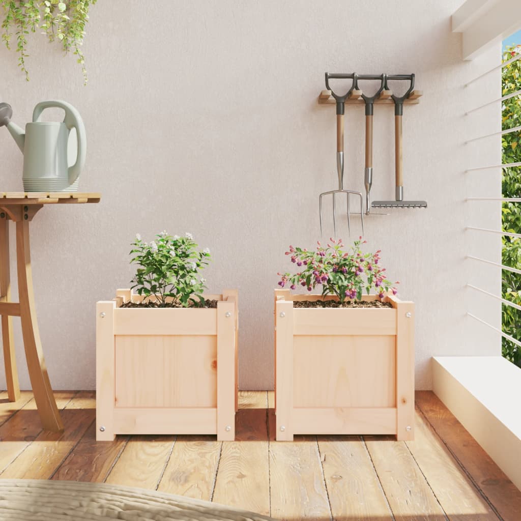 vidaXL Jardiniere de grădină, 2 buc., lemn masiv de pin vidaXL Jardiniere de grădină, 2 buc., lemn masiv de pin