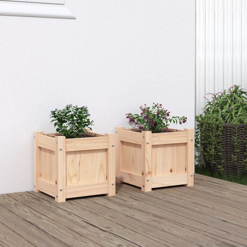vidaXL Jardiniere de grădină, 2 buc., lemn masiv de pin vidaXL Jardiniere de grădină, 2 buc., lemn masiv de pin