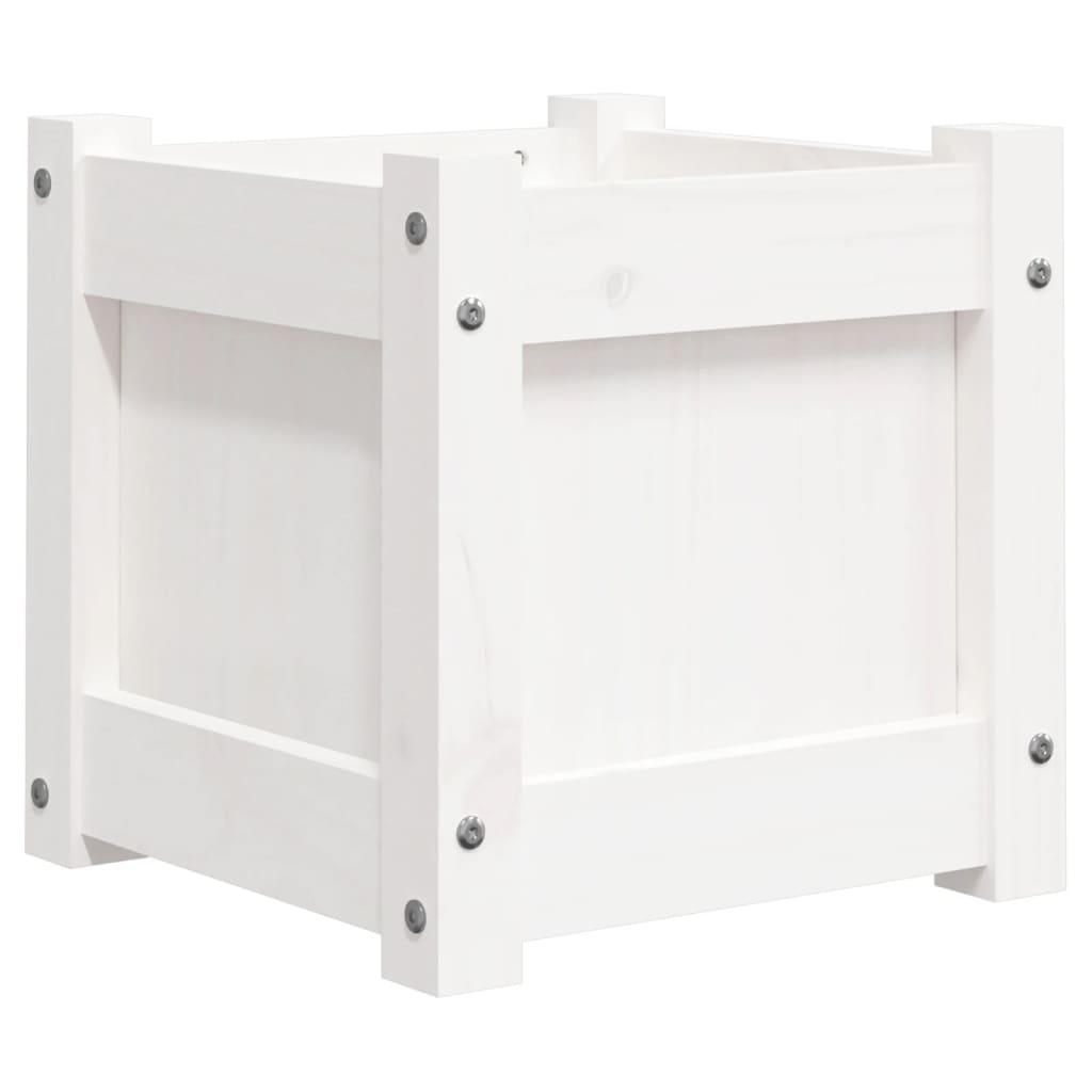 vidaXL Jardinieră de grădină, 31x31x31 cm, alb lemn masiv de pin vidaXL Jardinieră de grădină, 31x31x31 cm, alb lemn masiv de pin