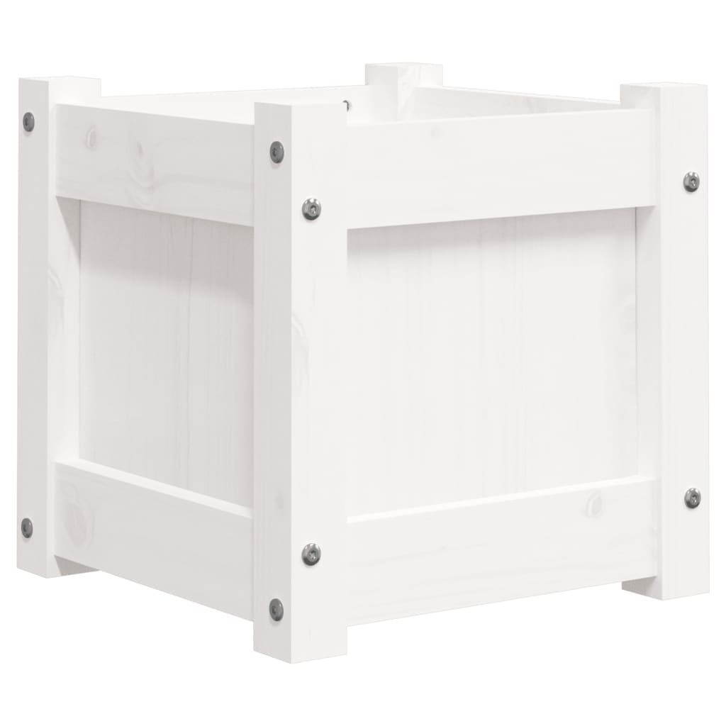 vidaXL Jardinieră de grădină, 31x31x31 cm, alb lemn masiv de pin vidaXL Jardinieră de grădină, 31x31x31 cm, alb lemn masiv de pin