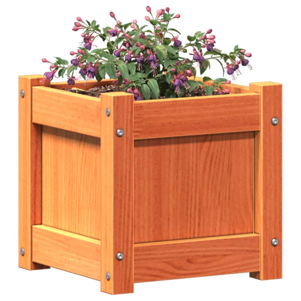vidaXL Jardiniere de grădină, 2 buc., maro ceruit, lemn masiv de pin vidaXL Jardiniere de grădină, 2 buc., maro ceruit, lemn masiv de pin