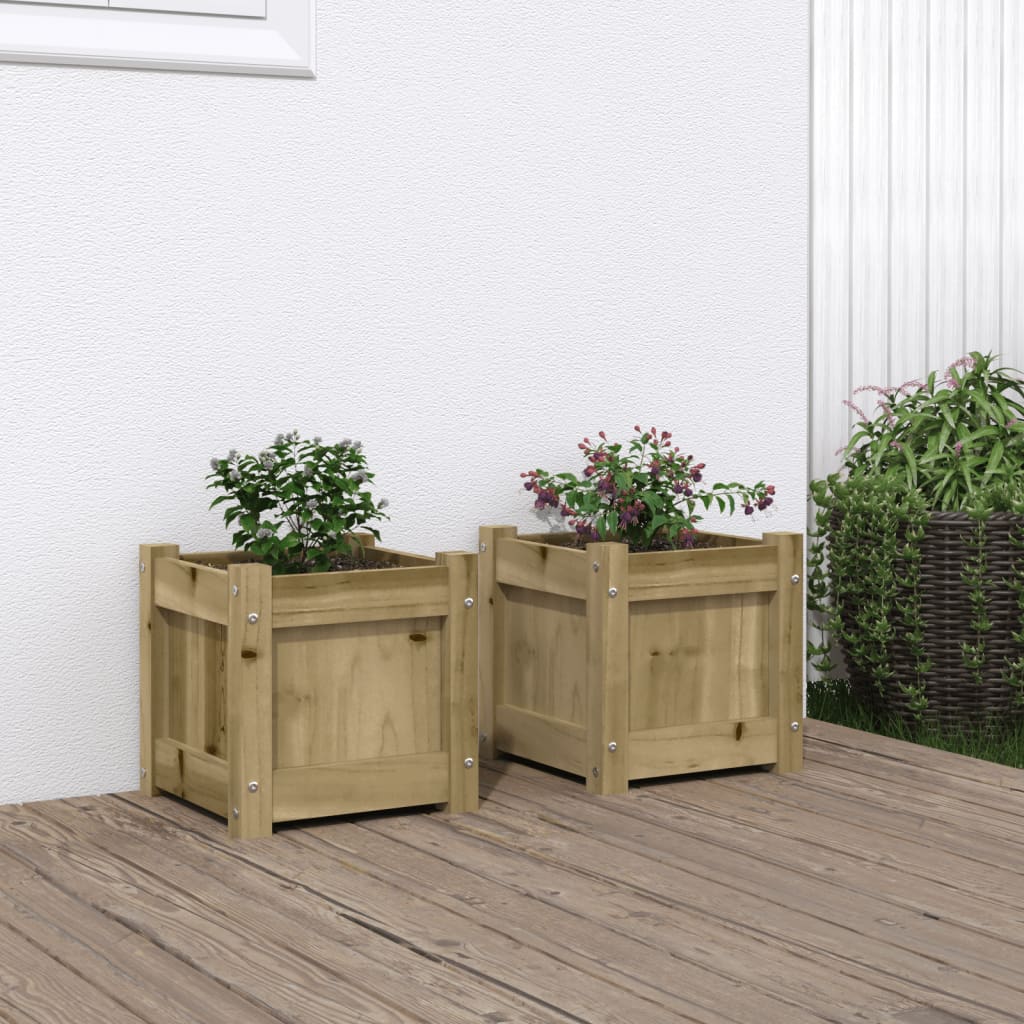 vidaXL Jardiniere de gradina , 2 buc., lemn de pin impregnat vidaXL Jardiniere de gradina , 2 buc., lemn de pin impregnat