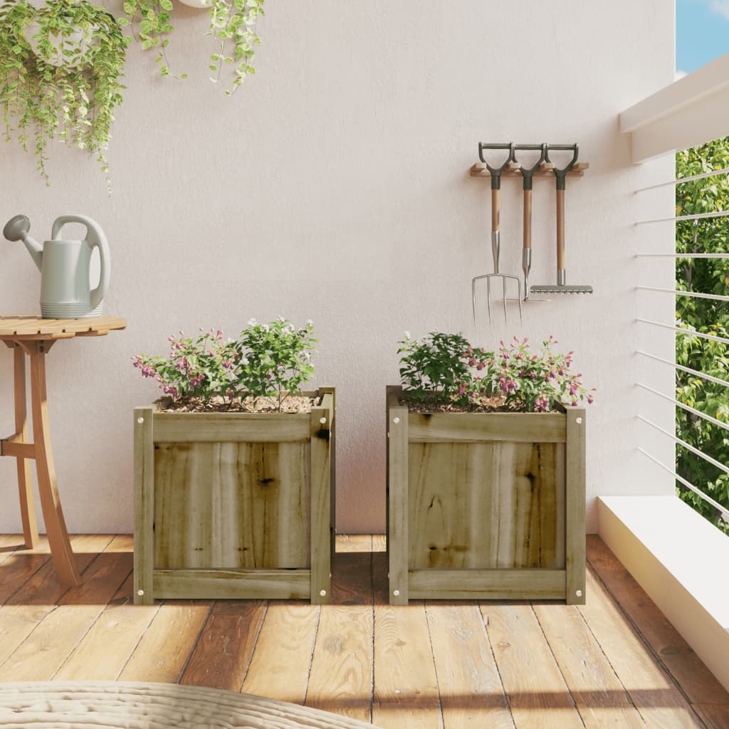 vidaXL Jardiniere de gradina , 2 buc., lemn de pin impregnat vidaXL Jardiniere de gradina , 2 buc., lemn de pin impregnat