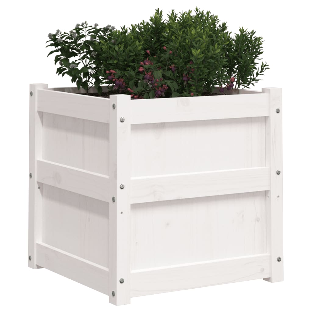vidaXL Jardiniere de grădină, 2 buc., alb, lemn masiv de pin vidaXL Jardiniere de grădină, 2 buc., alb, lemn masiv de pin