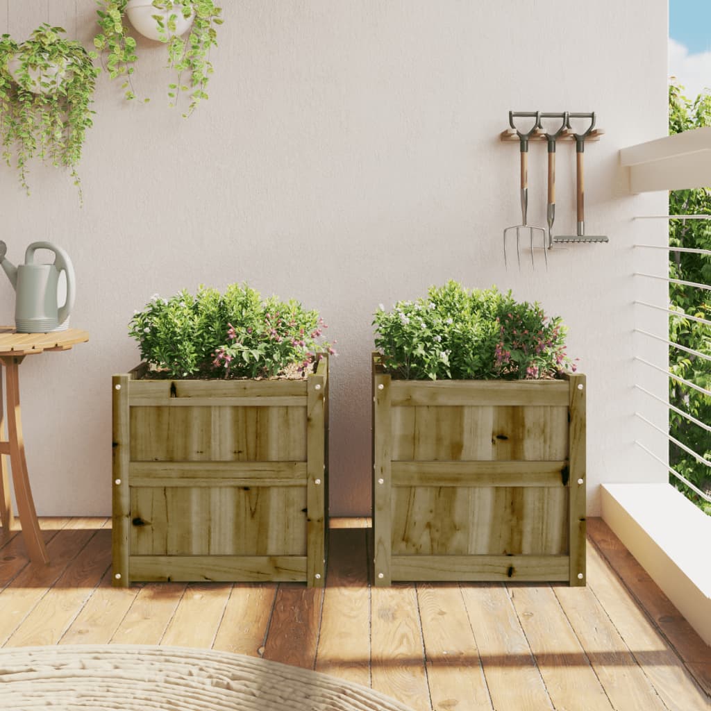 vidaXL Jardiniere de gradina , 2 buc., lemn de pin impregnat vidaXL Jardiniere de gradina , 2 buc., lemn de pin impregnat