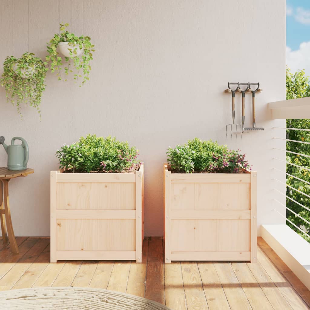 vidaXL Jardiniere de grădină, 2 buc., lemn masiv de pin vidaXL Jardiniere de grădină, 2 buc., lemn masiv de pin