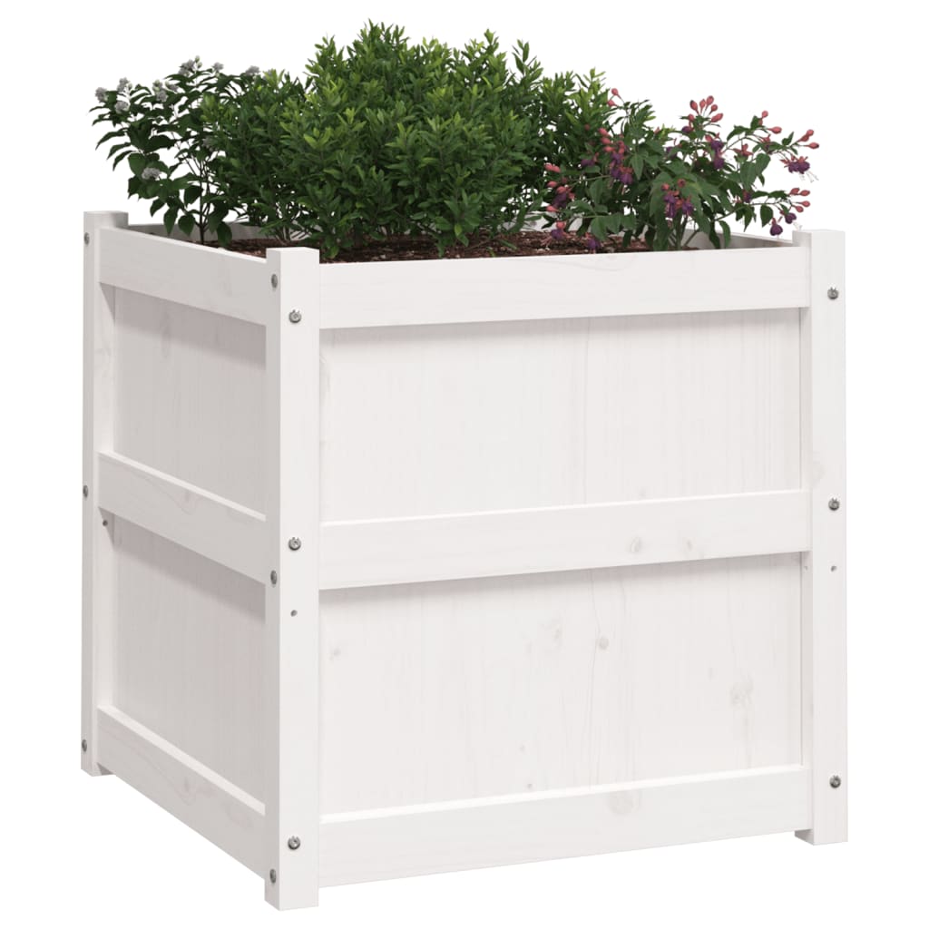 vidaXL Jardinieră de grădină, alb, 60x60x60 cm, lemn masiv de pin vidaXL Jardinieră de grădină, alb, 60x60x60 cm, lemn masiv de pin