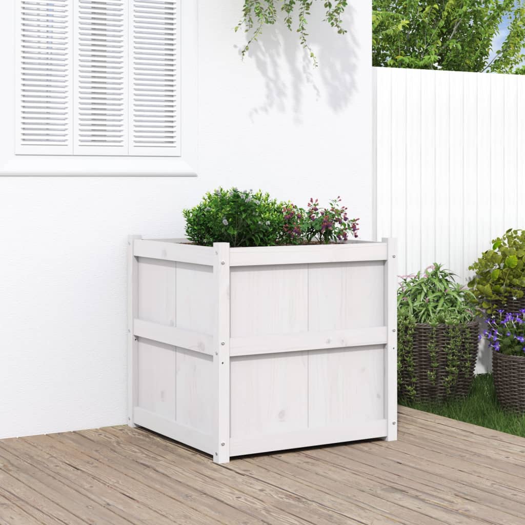 vidaXL Jardinieră de grădină, alb, 70x70x70 cm, lemn masiv de pin vidaXL Jardinieră de grădină, alb, 70x70x70 cm, lemn masiv de pin