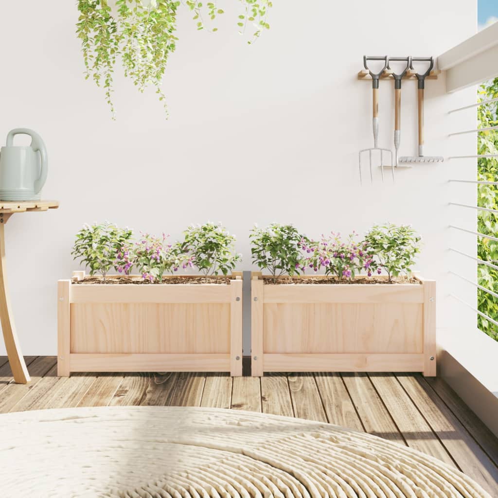 vidaXL Jardiniere de grădină, 2 buc., lemn masiv de pin vidaXL Jardiniere de grădină, 2 buc., lemn masiv de pin