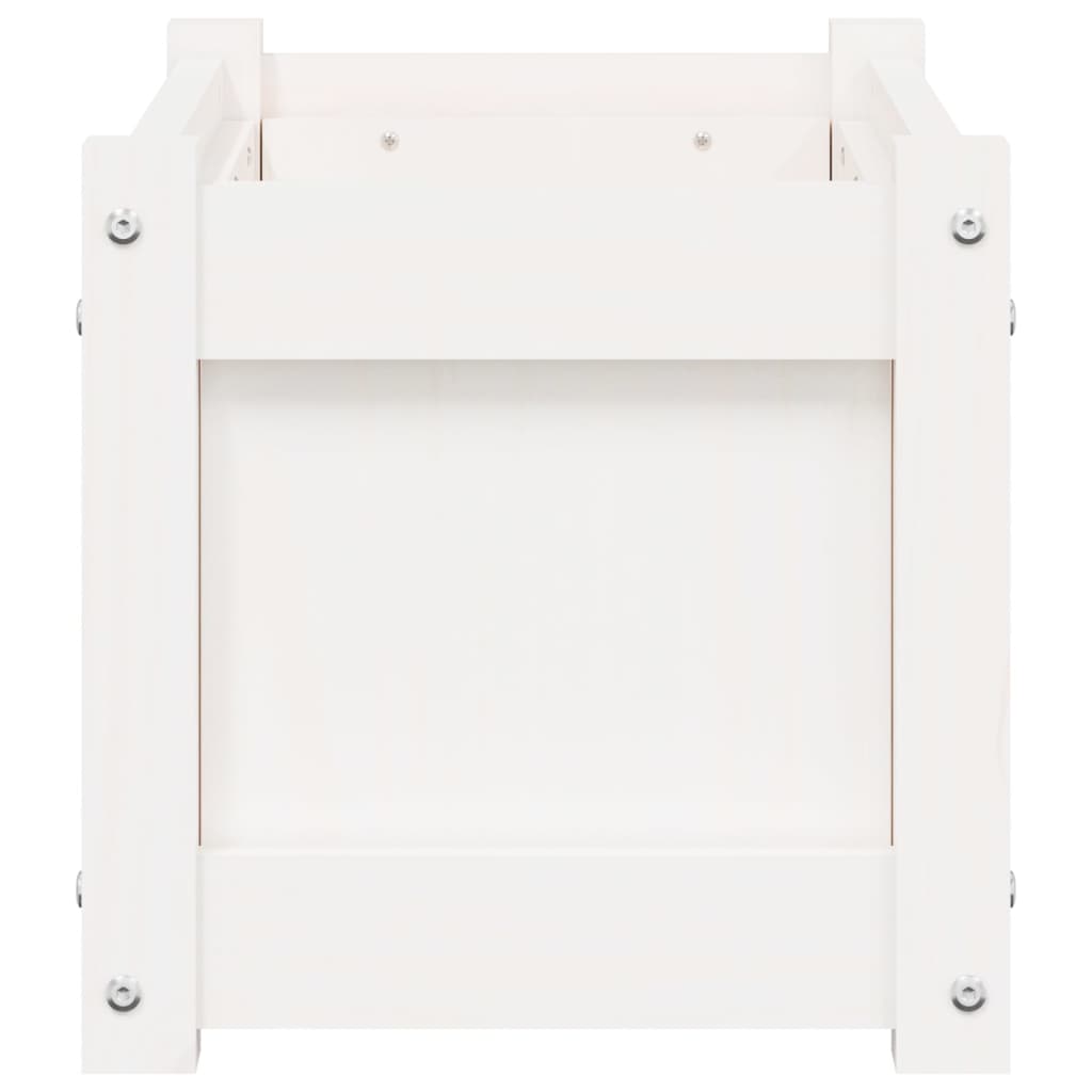 vidaXL Jardiniere de grădină, 2 buc., alb, lemn masiv de pin