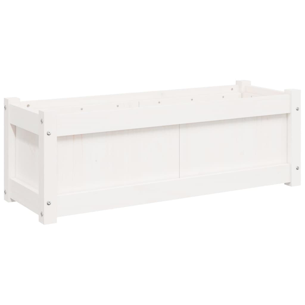 vidaXL Jardinieră de grădină, alb, 90x31x31 cm, lemn masiv de pin vidaXL Jardinieră de grădină, alb, 90x31x31 cm, lemn masiv de pin