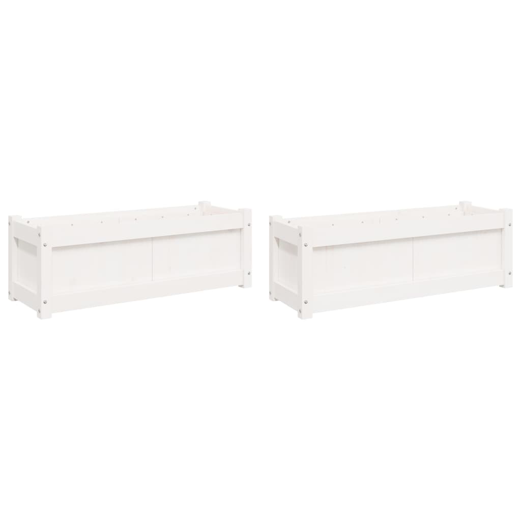 vidaXL Jardiniere de grădină, 2 buc., alb, lemn masiv de pin vidaXL Jardiniere de grădină, 2 buc., alb, lemn masiv de pin