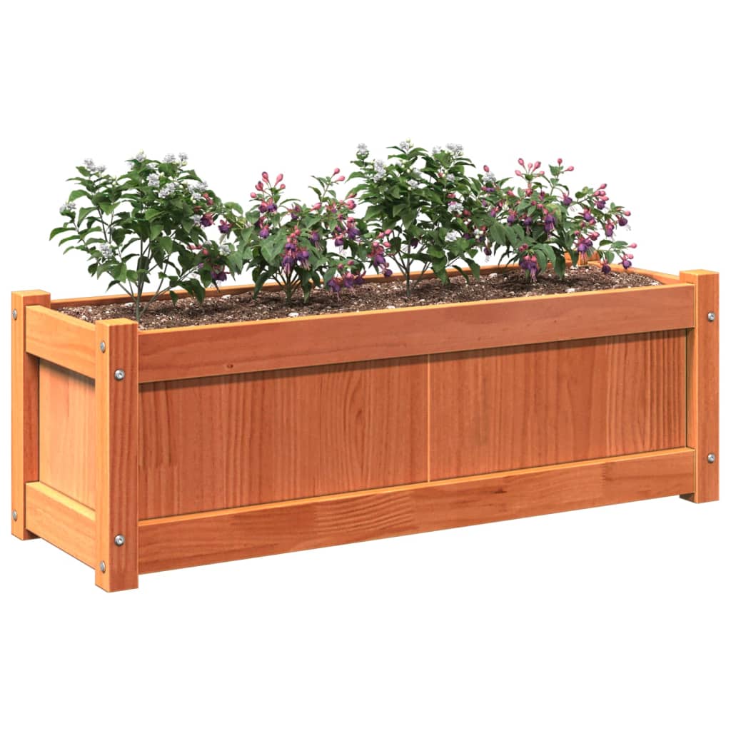 vidaXL Jardiniere de grădină, 2 buc., maro ceruit, lemn masiv de pin vidaXL Jardiniere de grădină, 2 buc., maro ceruit, lemn masiv de pin