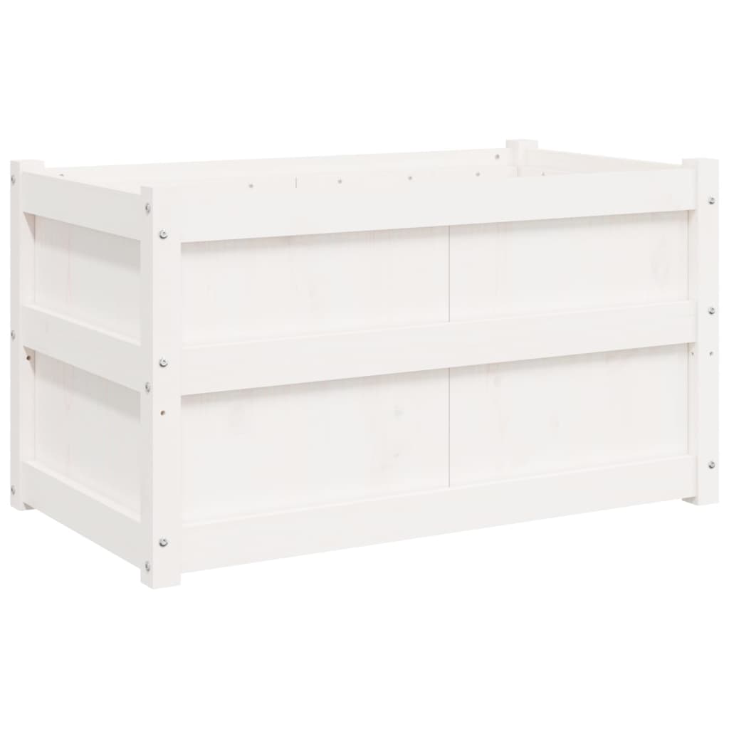 vidaXL Jardinieră de grădină, alb, 90x50x50 cm, lemn masiv de pin vidaXL Jardinieră de grădină, alb, 90x50x50 cm, lemn masiv de pin