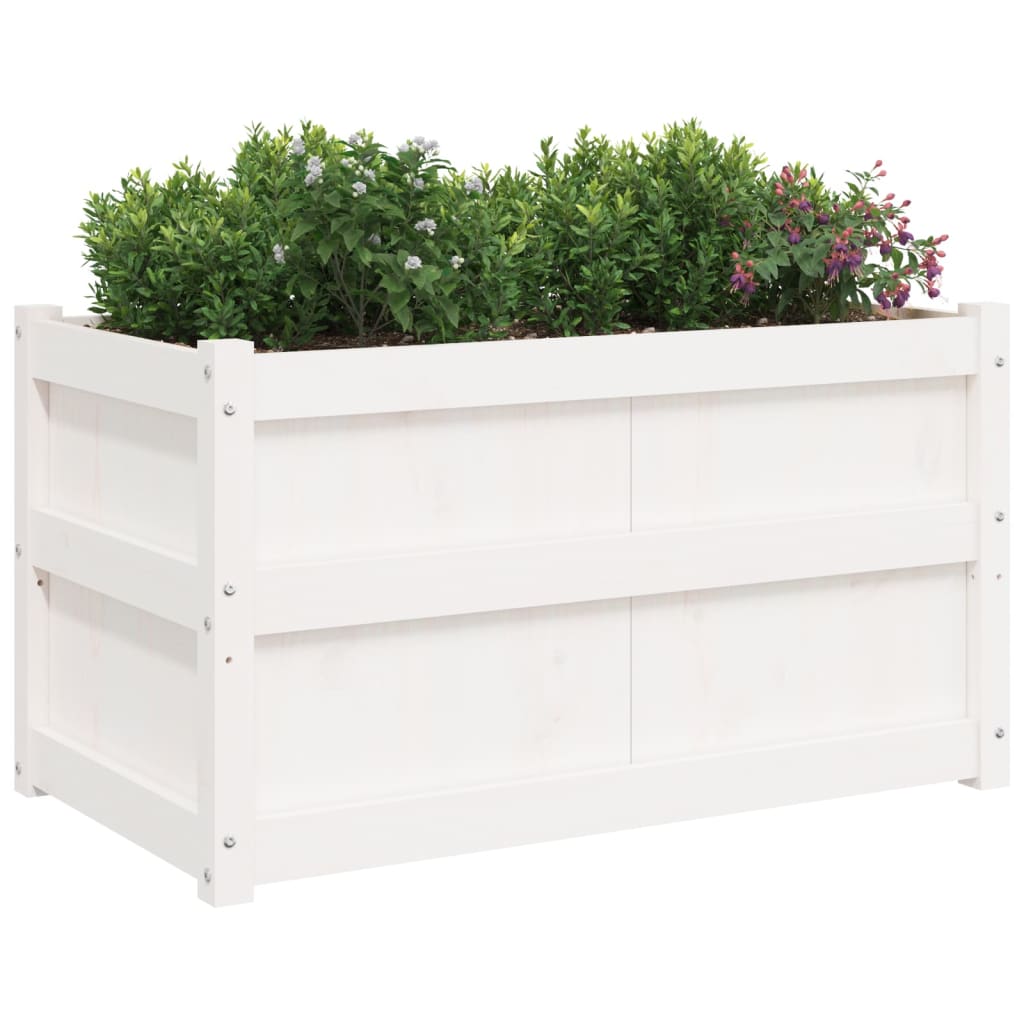 vidaXL Jardinieră de grădină, alb, 90x50x50 cm, lemn masiv de pin vidaXL Jardinieră de grădină, alb, 90x50x50 cm, lemn masiv de pin