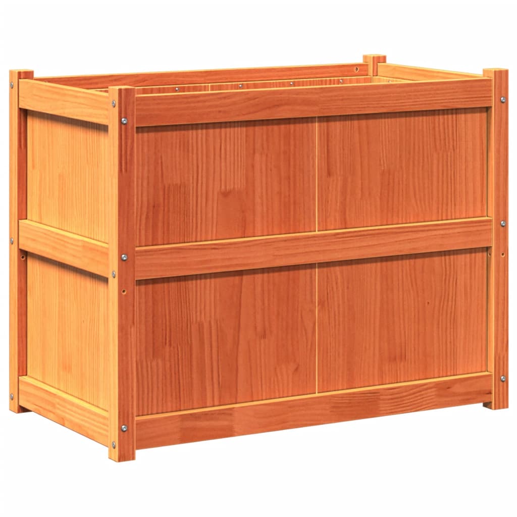 vidaXL Jardinieră de grădină, maro ceruit, 90x50x70 cm, lemn masiv pin vidaXL Jardinieră de grădină, maro ceruit, 90x50x70 cm, lemn masiv pin