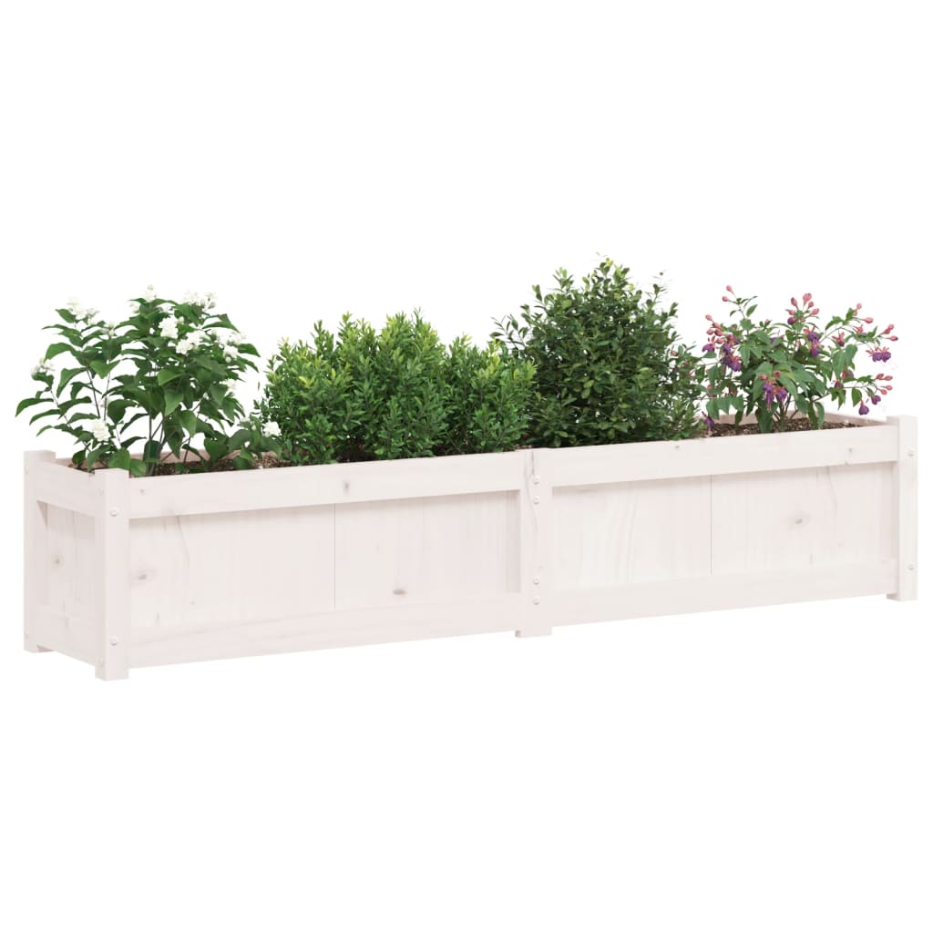 vidaXL Jardinieră de grădină, alb, 150x31x31 cm, lemn masiv de pin vidaXL Jardinieră de grădină, alb, 150x31x31 cm, lemn masiv de pin