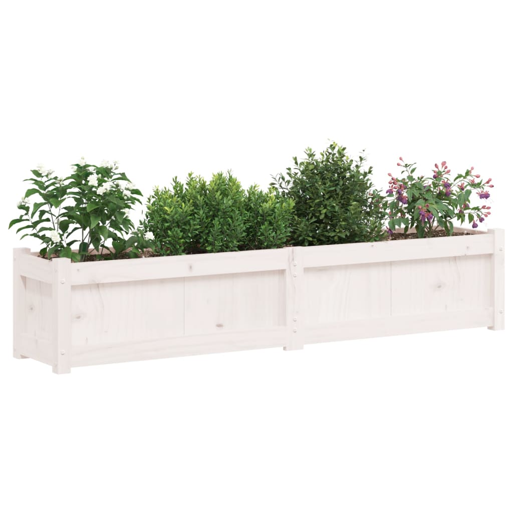 vidaXL Jardiniere de grădină, 2 buc., alb, lemn masiv de pin