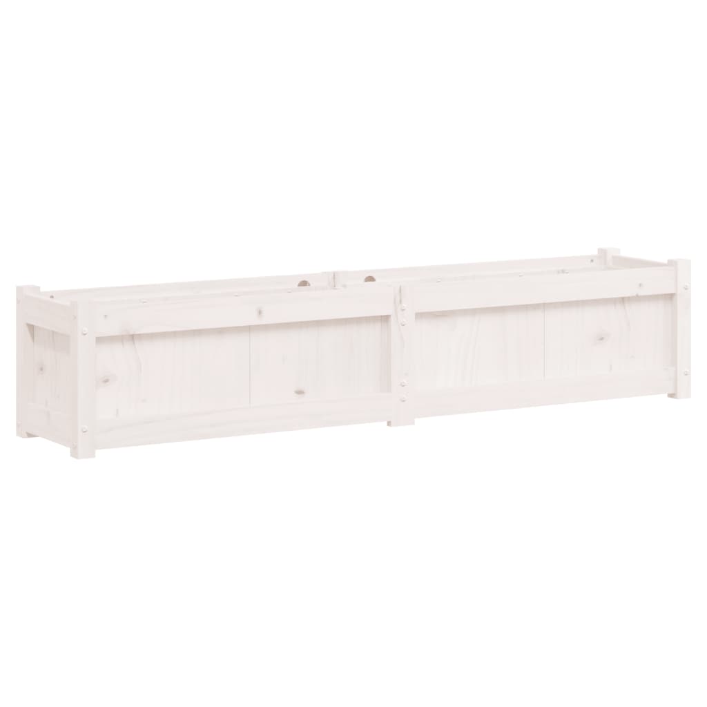 vidaXL Jardiniere de grădină, 2 buc., alb, lemn masiv de pin